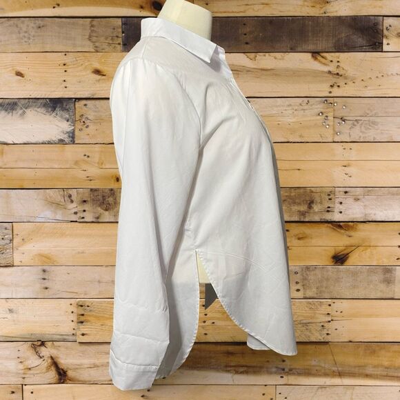 SHEIN Curve Button Down Shirt, Curved Hem, High Side Slits, White, 4XL - Picture 7 of 8